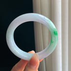 糯冰春底飘绿翡翠平安镯（57.6mm）（yc343935）