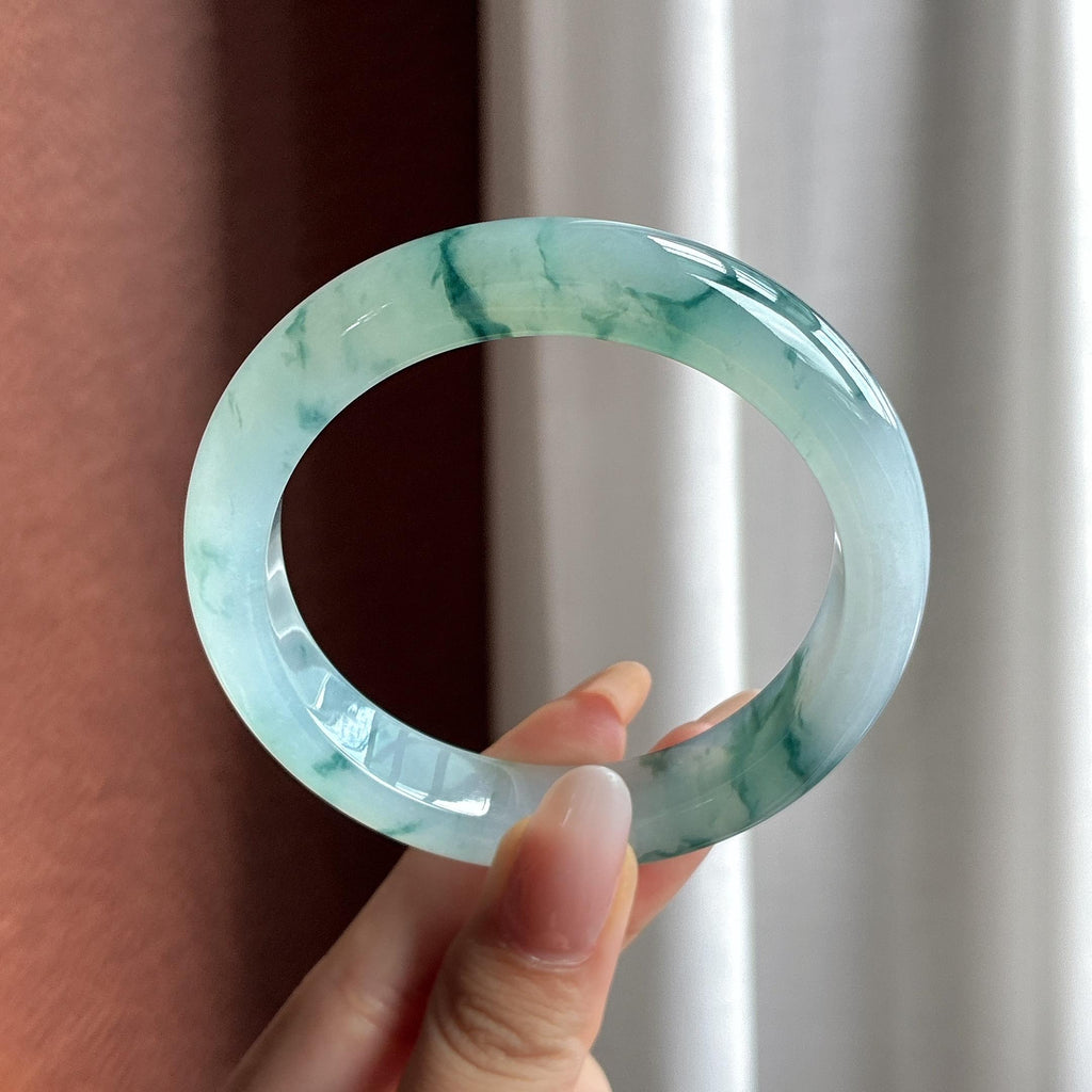 冰种飘花正圈平安镯 57圈（yc752165）