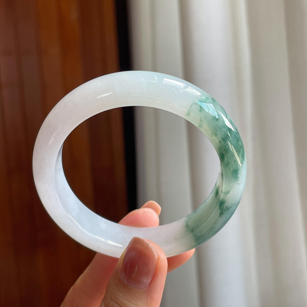 糯冰飘花翡翠平安镯（53.7mm）（yc285993）