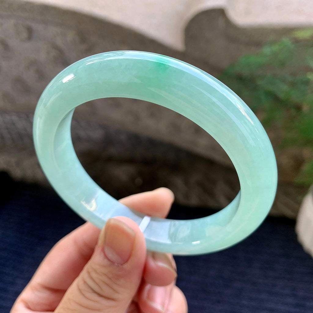 细糯种晴底飘绿平安镯（59mm）（yc264518）