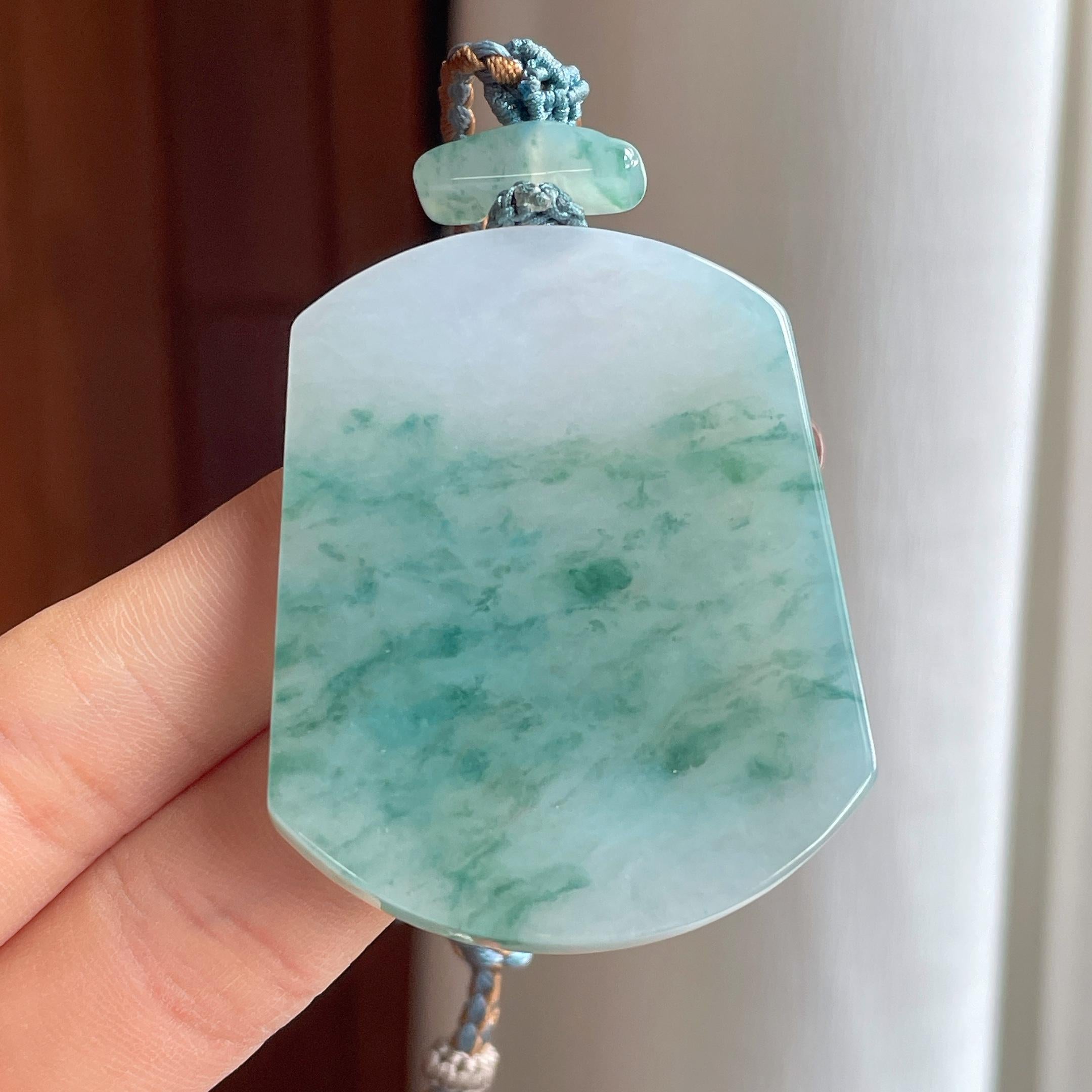 糯冰飘花翡翠无事牌（yc361763）