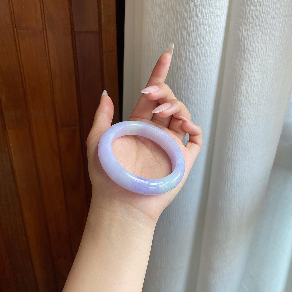 细糯冰紫罗兰翡翠平安镯（54.8mm）（yc272881）