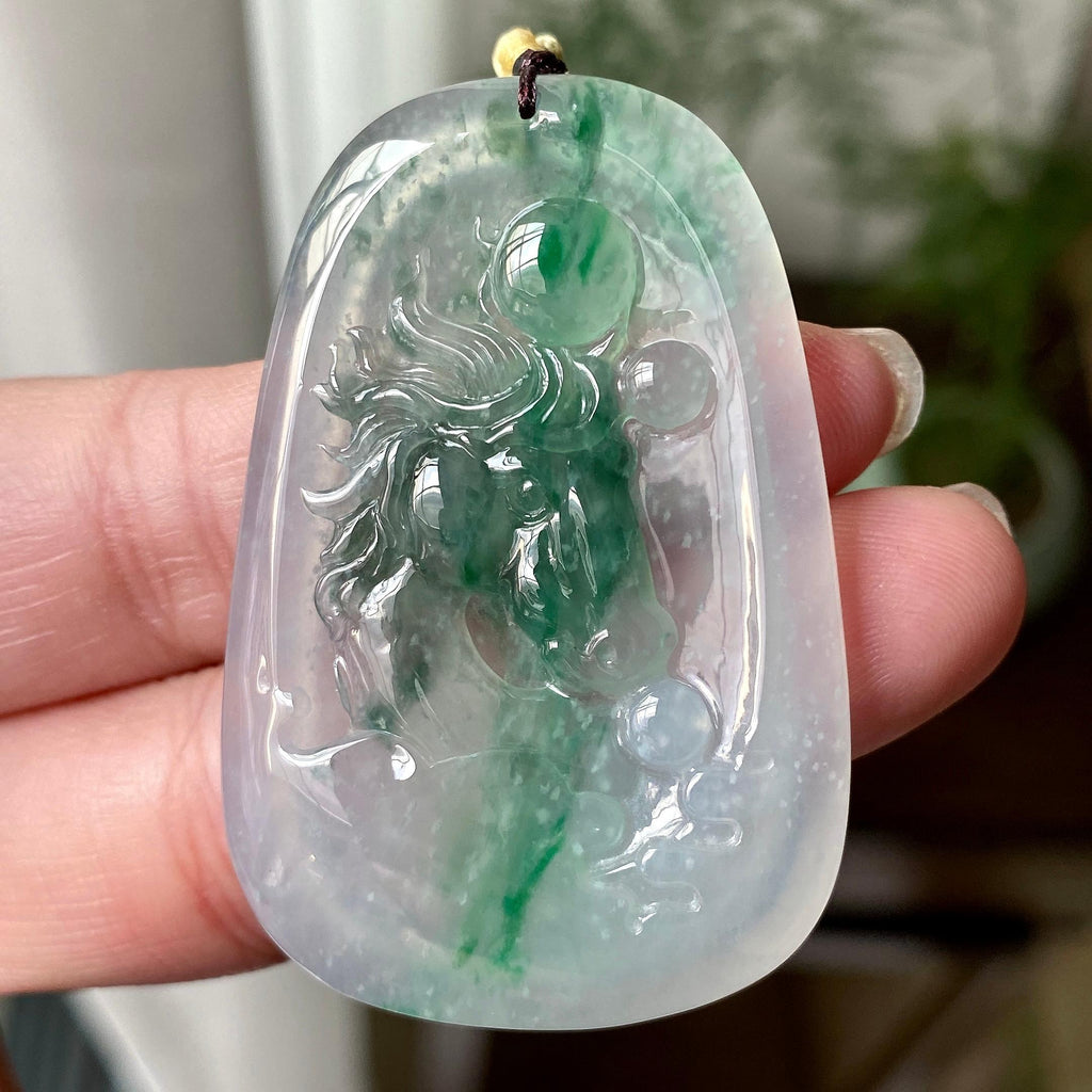 糯冰种飘花马牌吊坠（yc304268）