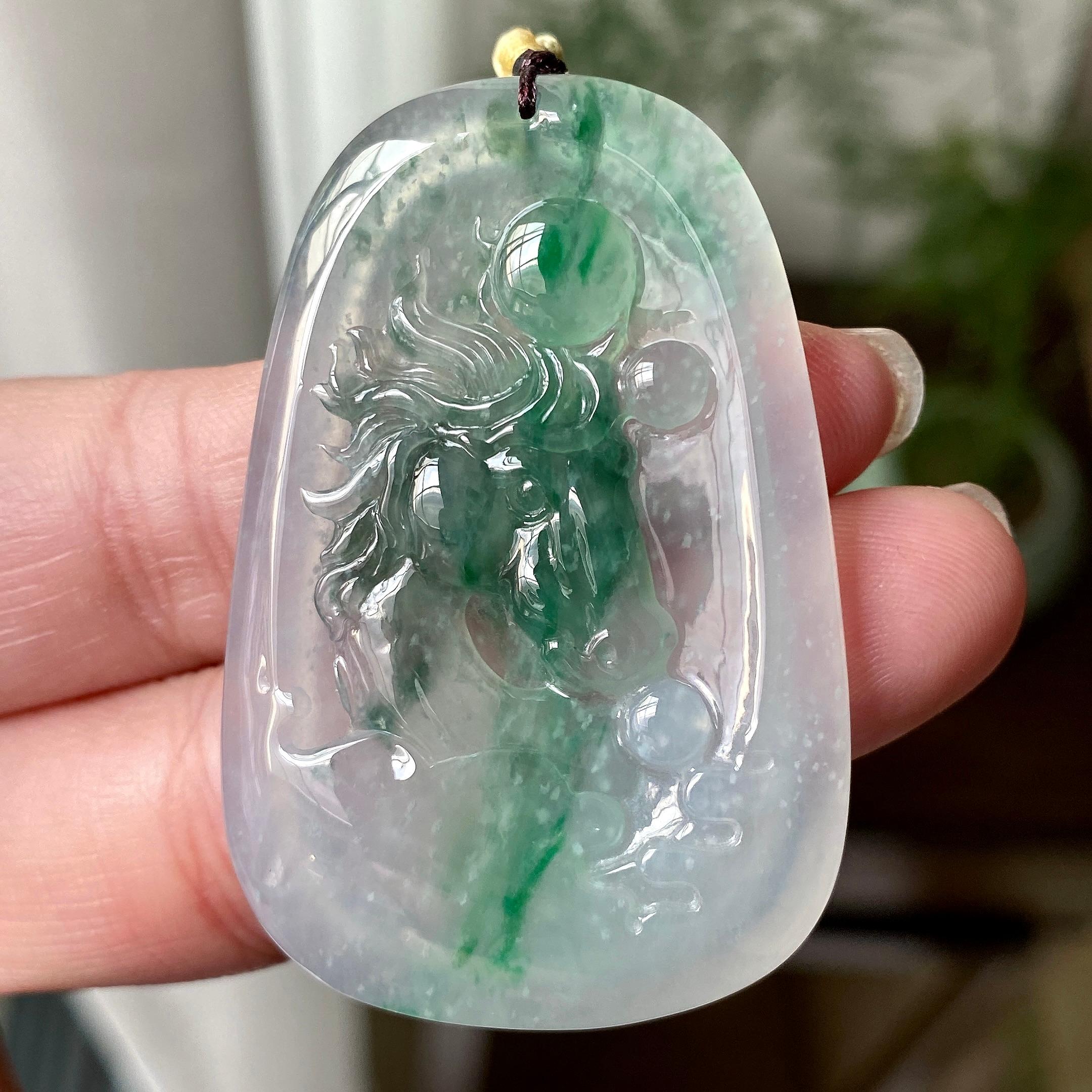 糯冰种飘花马牌吊坠（yc304268）