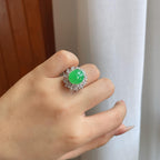 18k金钻镶糯冰果绿翡翠蛋面（yc265200）