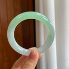 冰种晴绿底翡翠圆条手镯（55mm）（yc314117）