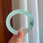 冰种飘花翡翠圆条手镯（53mm）（yc274440）