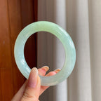 糯冰黄翡翡翠圆条手镯（53mm)（yc414705）