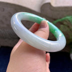 细糯种飘绿圆条手镯（56.8mm）（yc223253）