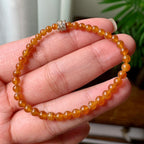 糯冰种红翡小米珠手串  天然缅甸A货翡翠（yc362135）