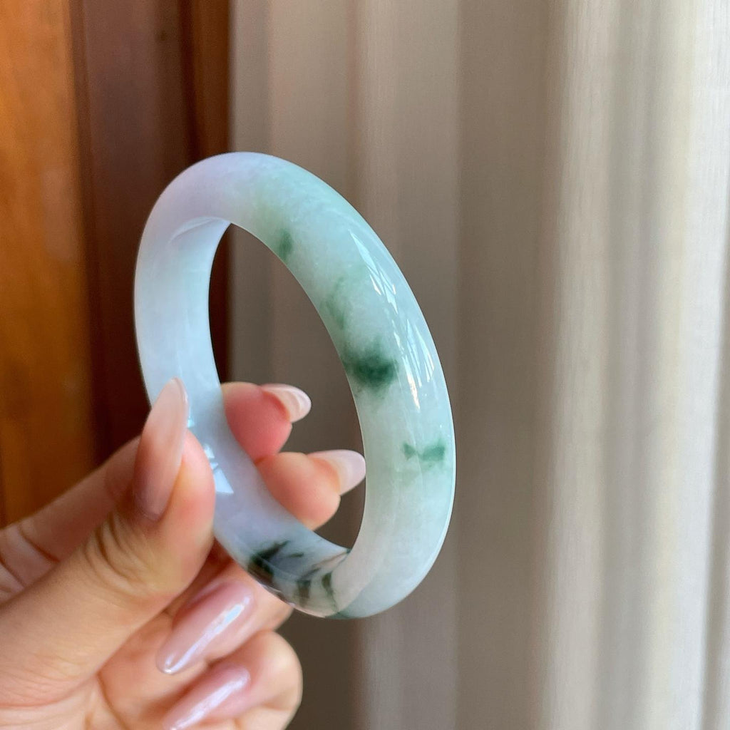 糯冰飘花翡翠平安镯（54.2mm）（yc277406）