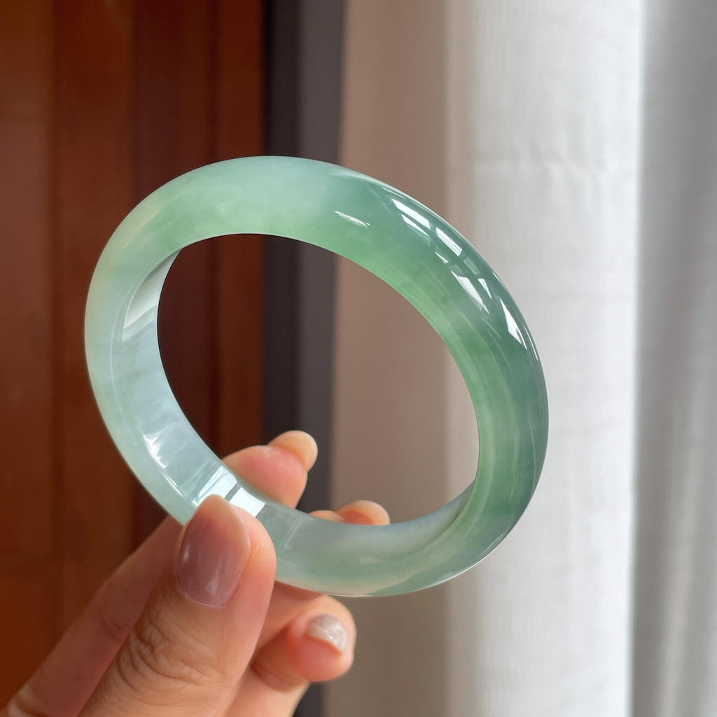冰种湖水绿翡翠平安镯（57.2mm）（yc414540）