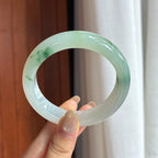大圈口 糯冰飘花宽版正圈平安镯 58圈 天然缅甸A货翡翠（yc457209）