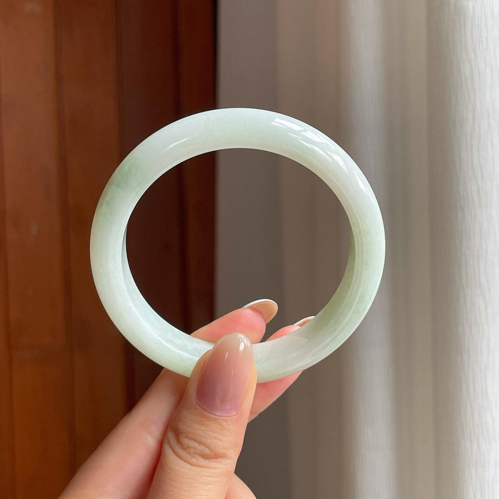 糯冰晴底洒金翡翠平安镯（54.8mm)（yc378033）