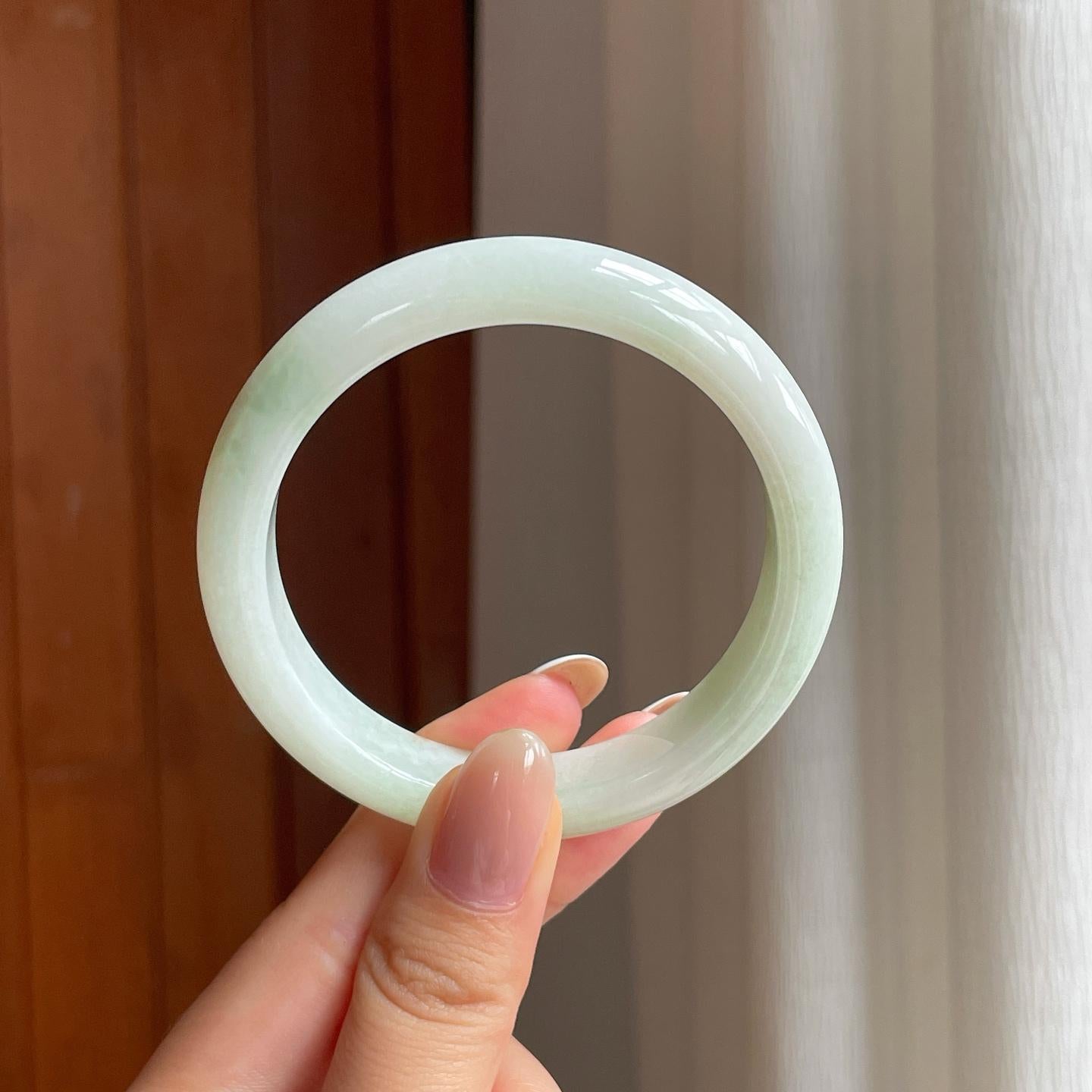 糯冰晴底洒金翡翠平安镯（54.8mm)（yc378033）
