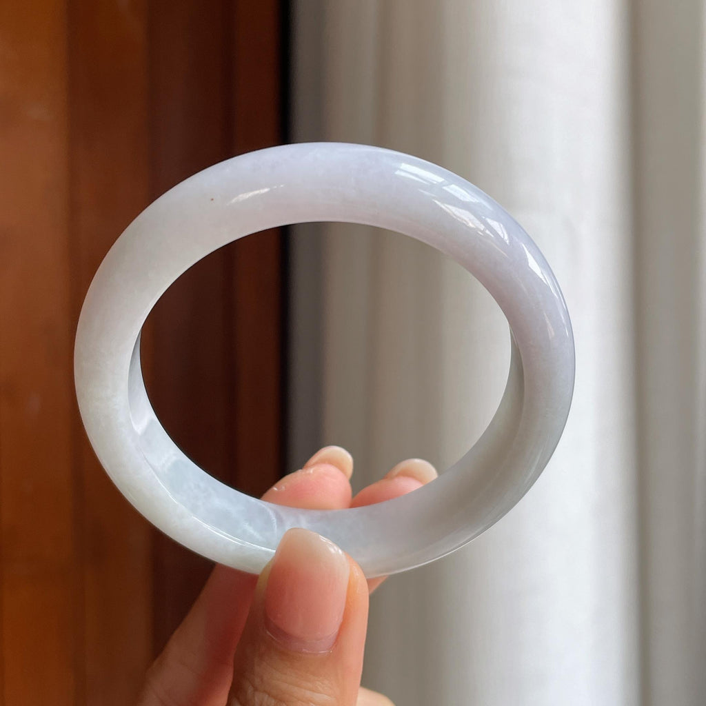 糯冰淡春底翡翠平安镯(54.7mm)（yc400241）