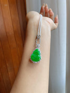 18k金镶糯冰满绿翡翠葫芦（yc241850）