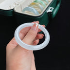 冰种圆条白月光翡翠手镯（54mm）（yc017032）