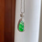 18k金钻镶冰种带色翡翠豆子（yc257832）