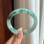 糯冰飘花翡翠平安镯 56圈天然缅甸A货翡翠（yc438211）