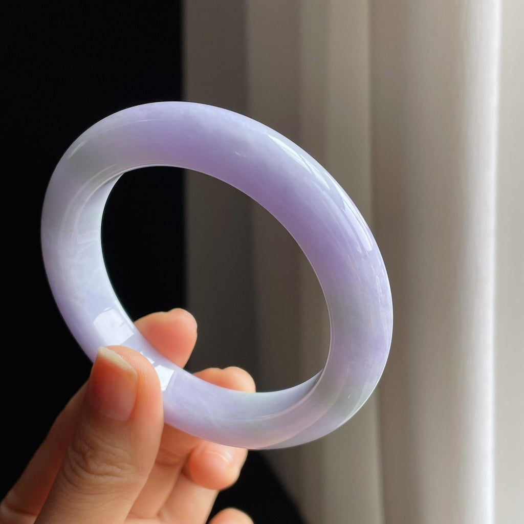 糯冰春带彩翡翠平安镯（58.5mm）（yc345506）
