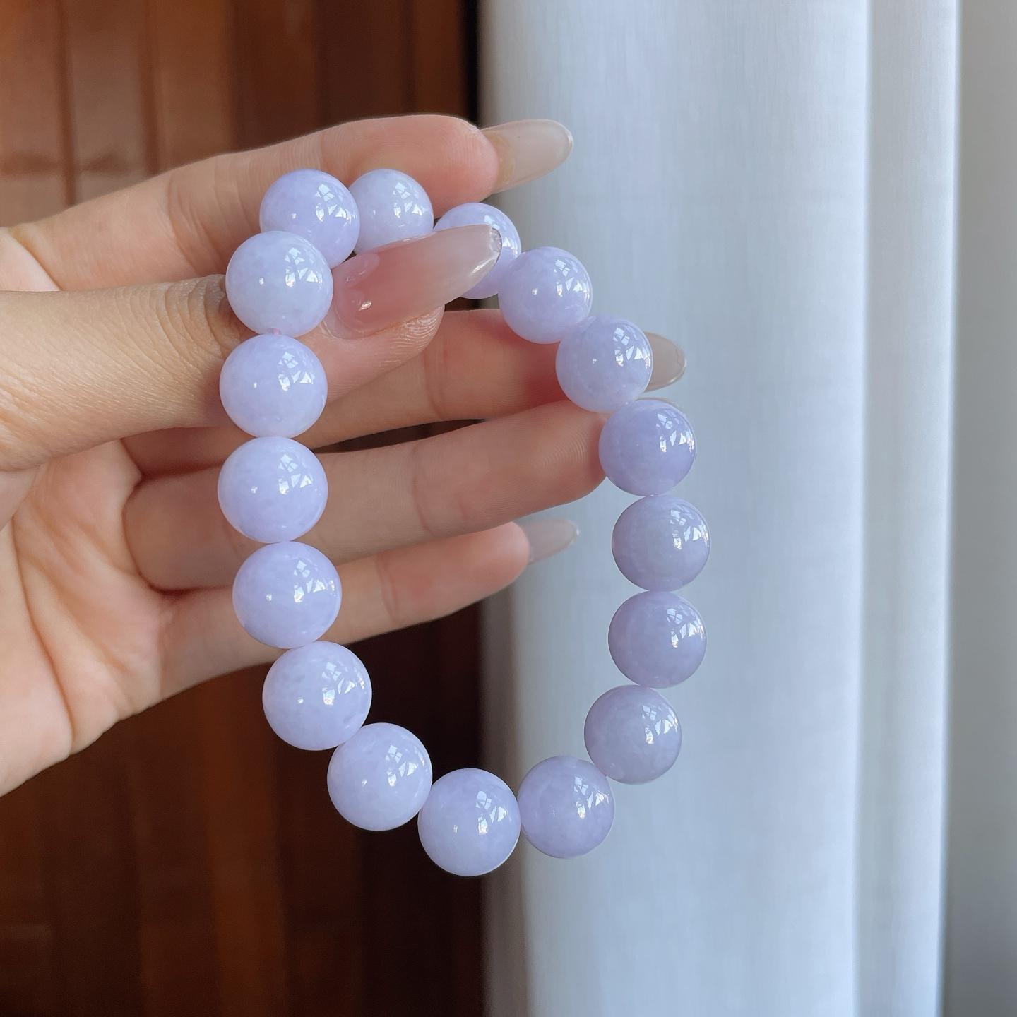 糯冰紫罗兰翡翠珠串手串（yc266476）