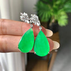 18k金钻镶糯冰种满绿水滴耳坠（yc253841）