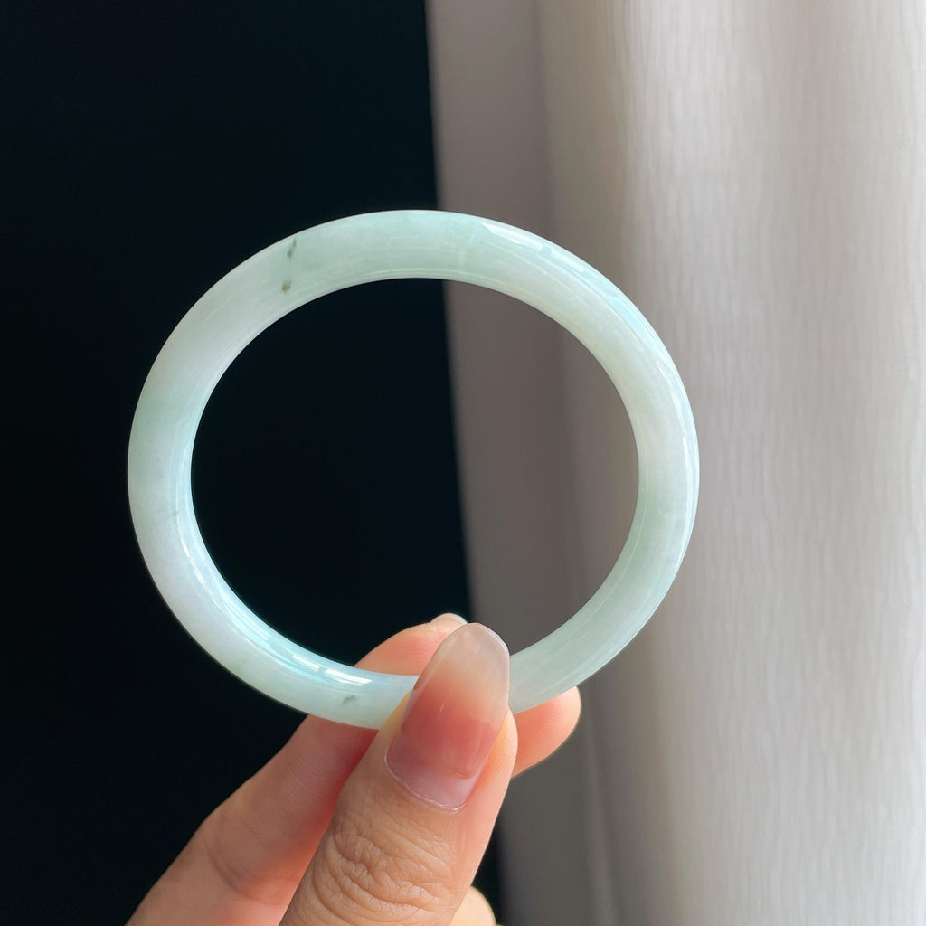 糯冰淡底色翡翠圆条手镯（55mm)（yc334656）