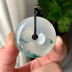 糯冰种飘花平安扣吊坠（yc264115）