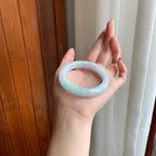糯冰白底青翡翠平安镯（54mm）（yc303066）