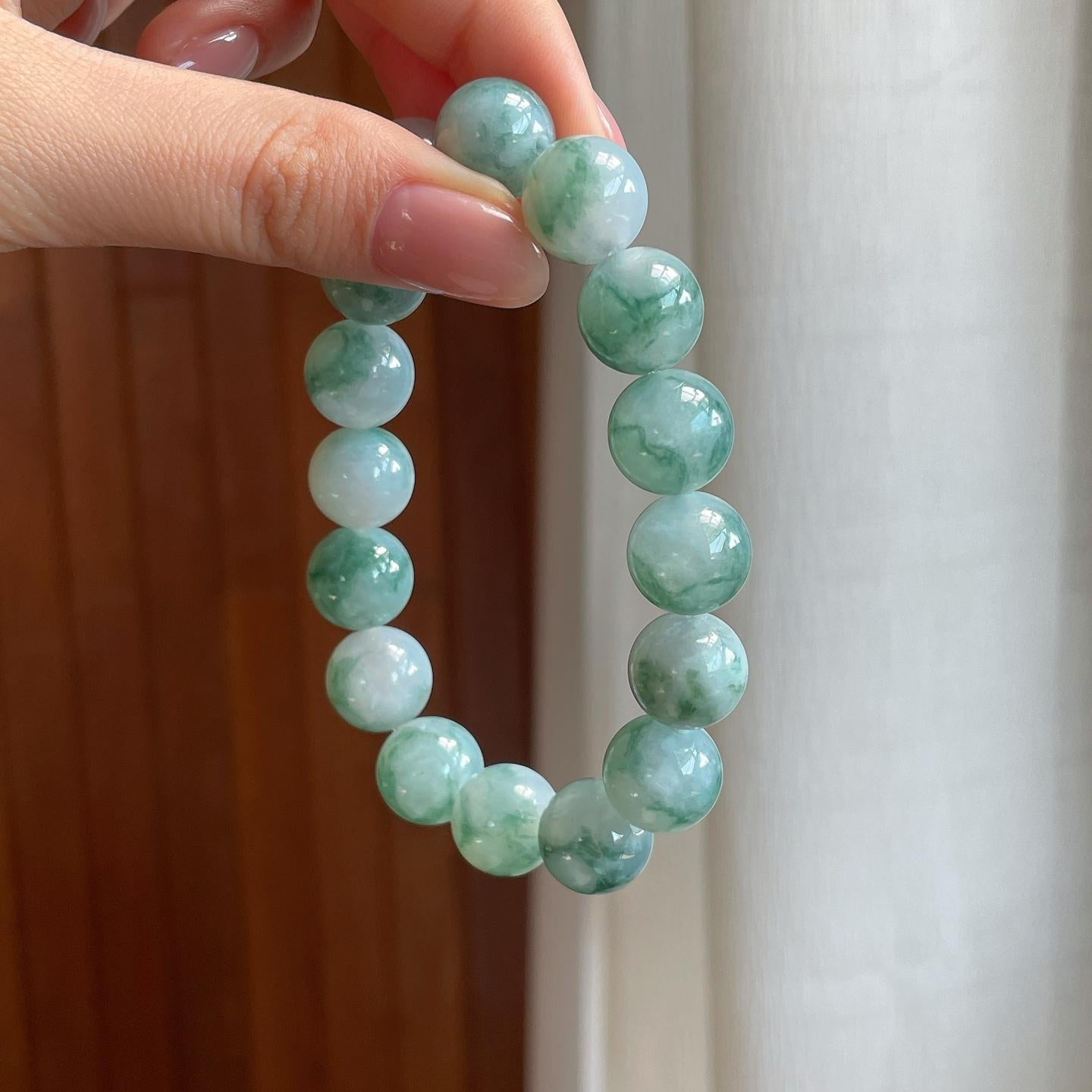 糯冰飘花翡翠珠串手串（yc320872）