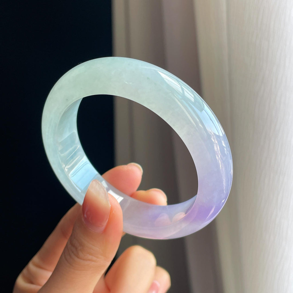 冰种春带彩翡翠平安镯（56.6mm)（yc322747）