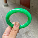细糯种满绿圆条手镯一对（57mm）（yc311881）