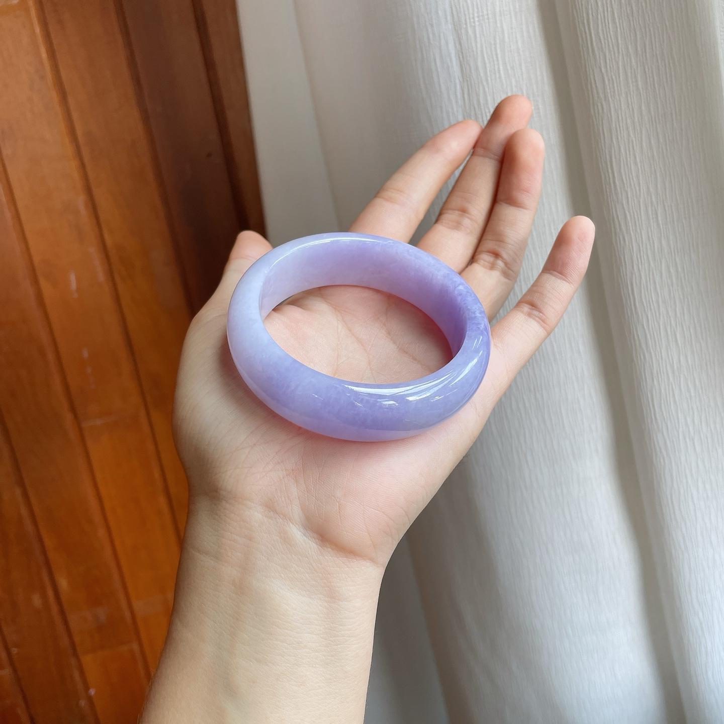 糯冰紫罗兰宽版翡翠平安镯（56.5mm）（yc254959）