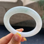 小圈口    细糯种飘花圆条手镯53.6圈     天然缅甸A货翡翠（yc371523）