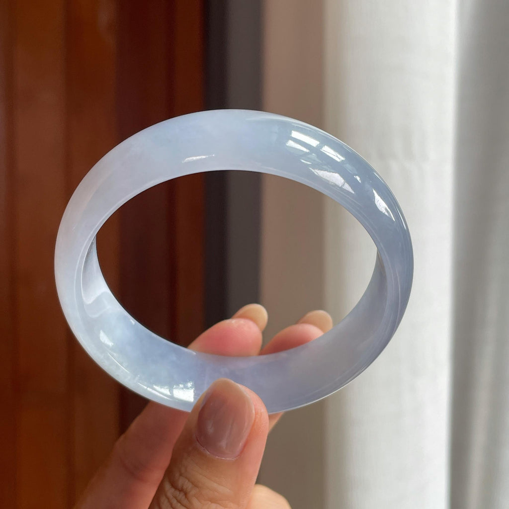 冰种紫罗兰宽版翡翠平安镯（60.5mm）（yc423136）