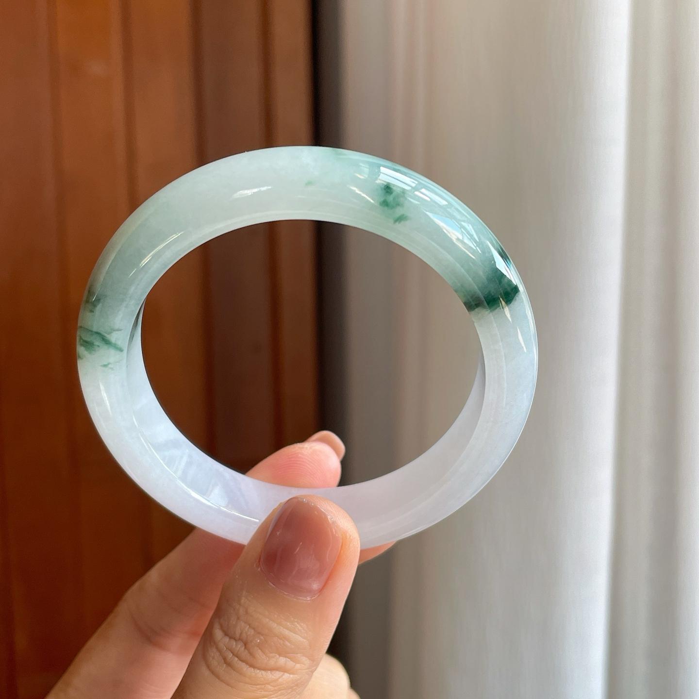 糯冰飘花翡翠平安镯（55mm）（yc279297）