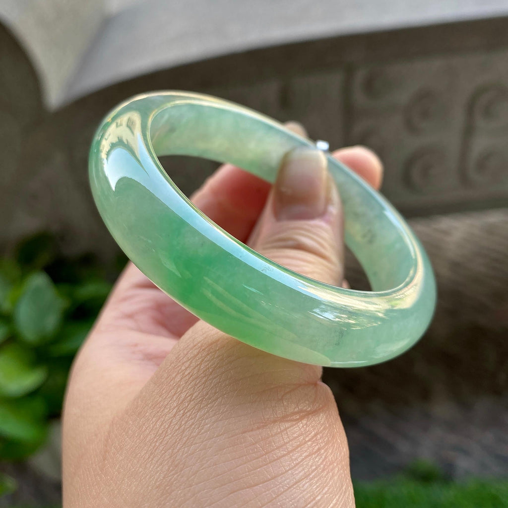 糯冰种晴底飘绿平安镯（53mm）（yc304780）