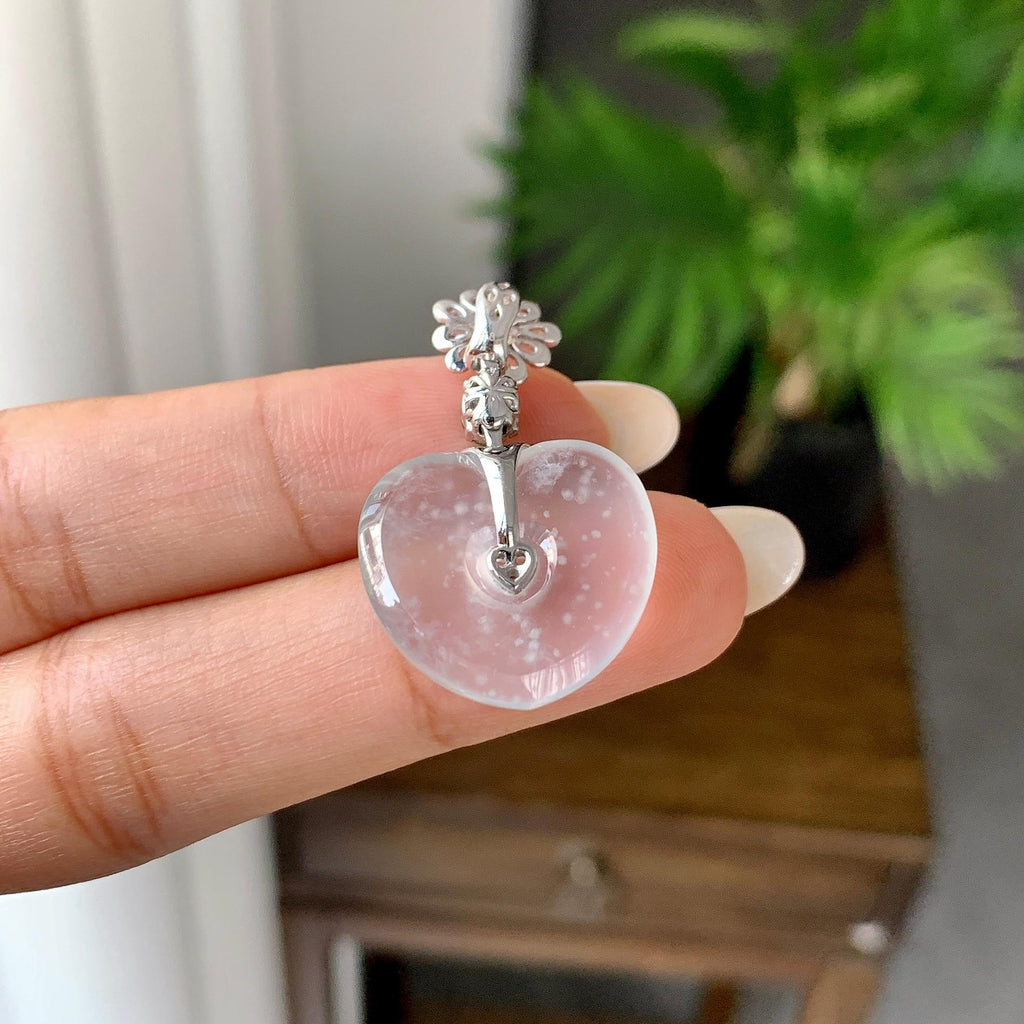 18K金钻镶冰种雪花棉爱心吊坠（yc248217）