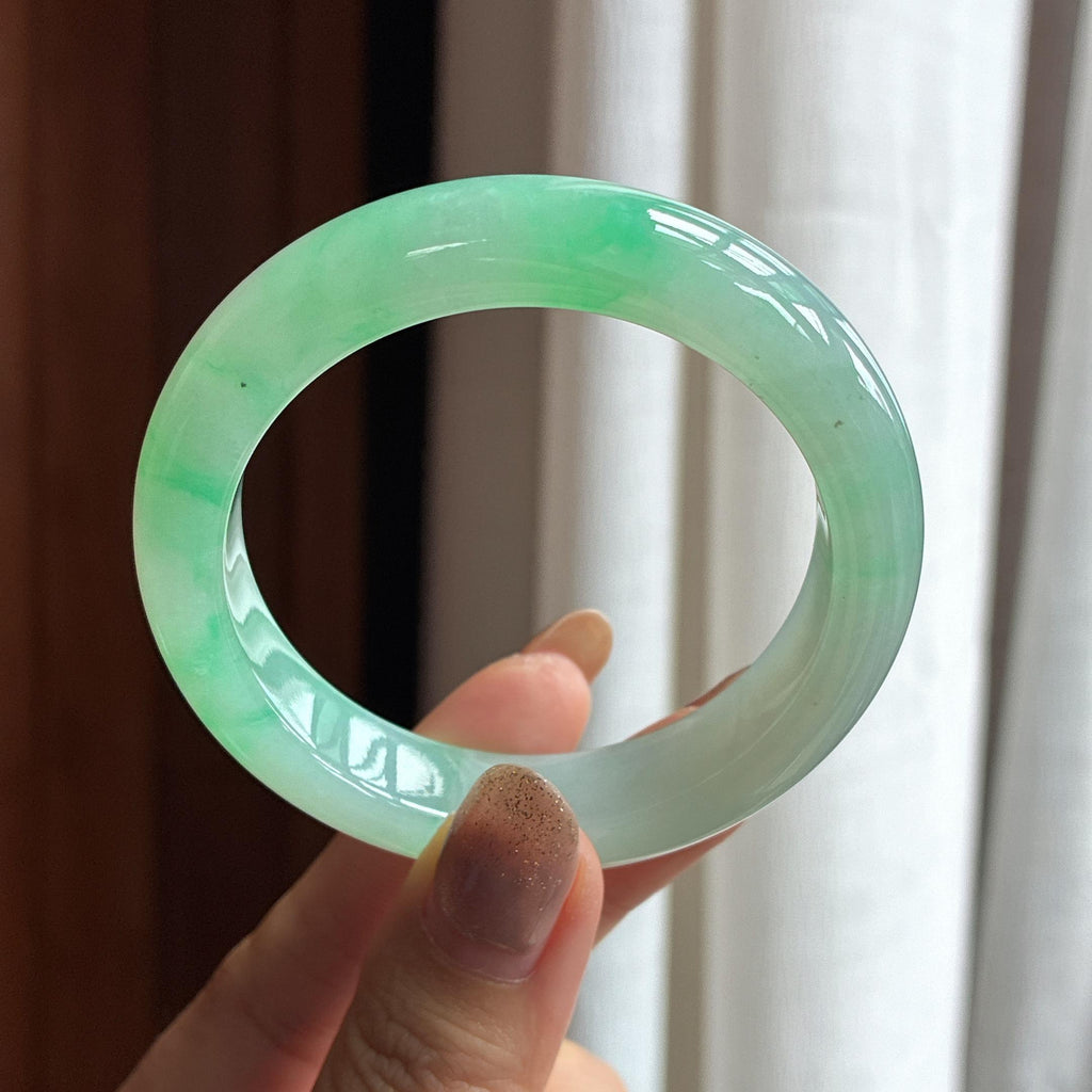糯冰果绿正圈平安镯 51圈 天然缅甸A货翡翠（yc454247）