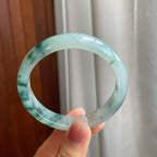 冰种飘花翡翠平安镯（58.6mm)（yc316586）