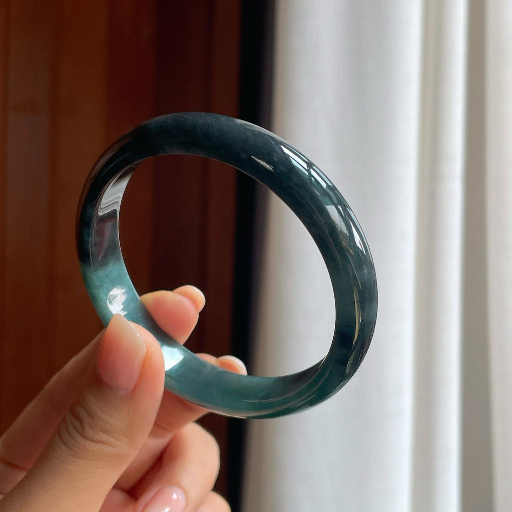 糯冰乌鸡翡翠平安镯（57.8mm）（yc397216）