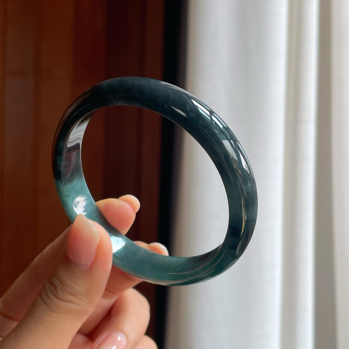 糯冰乌鸡翡翠平安镯（57.8mm）（yc397216）