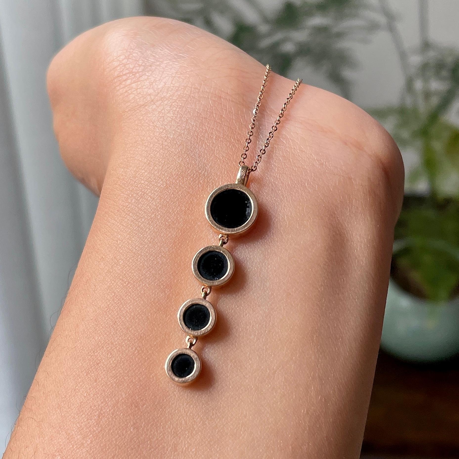 18k金镶细糯种墨翠圆牌项链    天然缅甸A货翡翠（yc332465）