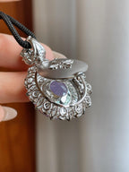 18k金钻镶糯冰紫罗兰翡翠蛋面吊坠（yc241725）