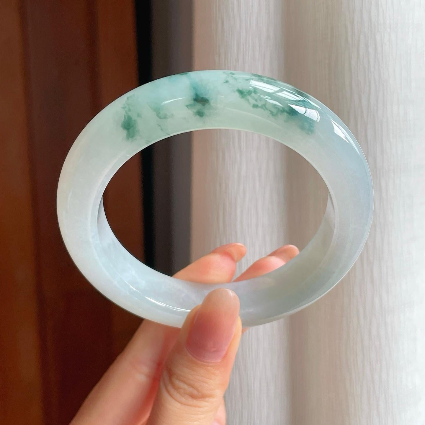 糯冰飘花翡翠平安镯（58mm）（yc354347）