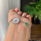 18k金冰种无色平安扣手链（yc231060）