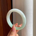 糯冰带色翡翠平安镯（55.4mm)（yc354342）