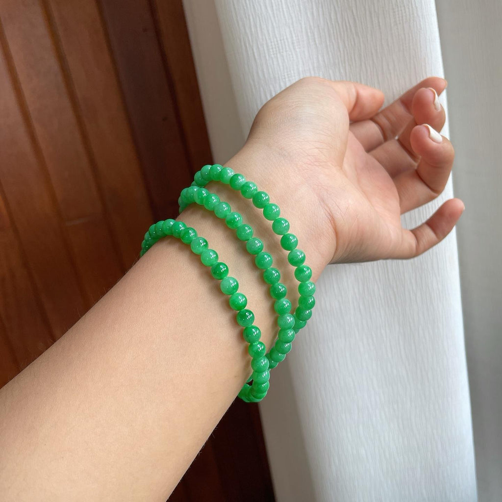 糯冰满绿翡翠珠串项链（yc251053）