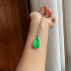 18k金镶糯冰带色翡翠如意（yc251061）